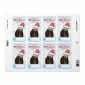 Cute Otter die een kerstcadeautje met kerstcadeau  Etiket (Full Sheet)