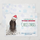Cute Otter die een kerstcadeautje met Kerstmis hee Bedankkaart (Voorkant / Achterkant)