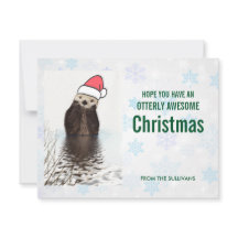Cute Otter die een kerstcadeautje met Kerstmis hee