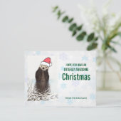 Cute Otter die een kerstcadeautje met Kerstmis hee Feestdagenkaart (Staand voorkant)
