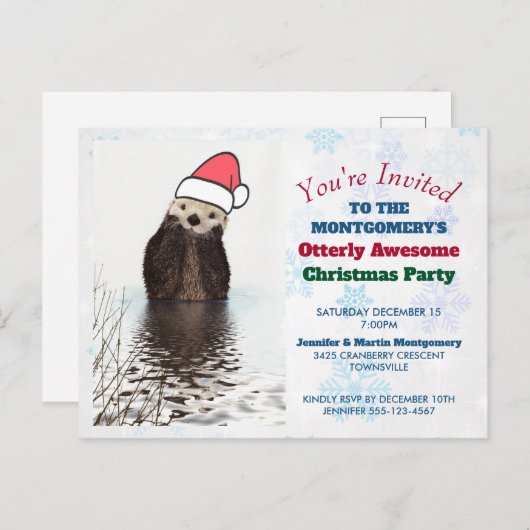 Cute Otter die een kerstfeest met de kerstman van  Briefkaart (Voorkant / Achterkant)