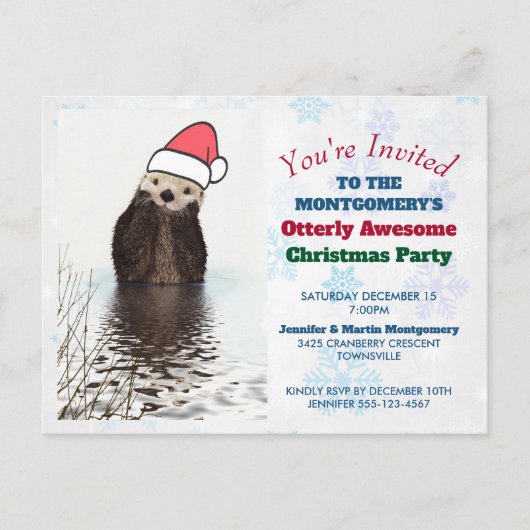Cute Otter die een kerstfeest met de kerstman van  Briefkaart (Voorkant)