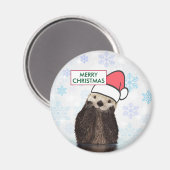 Cute Otter die een kerstman met kerstmis heeft. Magneet (Voorkant / Achterkant)