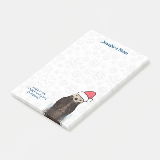 Cute Otter die een kerstman met kerstmis heeft. Post-it® Notes (Schuin)