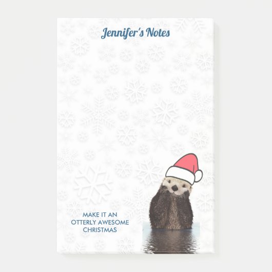 Cute Otter die een kerstman met kerstmis heeft. Post-it® Notes (Voorkant)