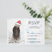 Cute Otter die een kerstman met kerstmis heeft RSV Kaart (Staand voorkant)