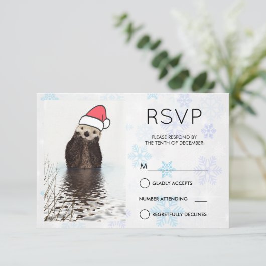 Cute Otter die een kerstman met kerstmis heeft RSV Kaart (Staand voorkant)