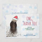 Cute Otter die met Kerstmis een kerstman had bedan Bedankkaart (Voorkant / Achterkant)