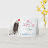Cute Otter die met Kerstmis een kerstman had bedan Kaart (Gele Bloem)