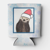 Cute Otter die met Kerstmis een kerstman heeft. Blikjeskoeler (Voorkant)