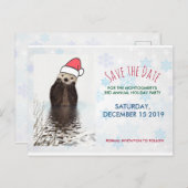 Cute Otter die met Kerstmis een kerstman heeft. Briefkaart (Voorkant / Achterkant)