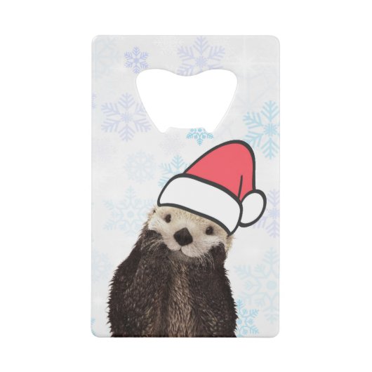 Cute Otter die met Kerstmis een kerstman heeft. Creditkaart Flessenopener (Voorkant)