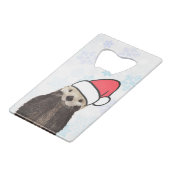 Cute Otter die met Kerstmis een kerstman heeft. Creditkaart Flessenopener (Voorkant Gekanteld)