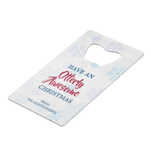 Cute Otter die met Kerstmis een kerstman heeft. Creditkaart Flessenopener (Achterkant Gekanteld)