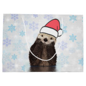 Cute Otter die met Kerstmis een kerstman heeft. Groot Cadeauzakje (Achterkant)