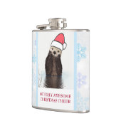 Cute Otter die met Kerstmis een kerstman heeft. Heupfles (Links)