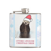 Cute Otter die met Kerstmis een kerstman heeft. Heupfles (Voorkant)