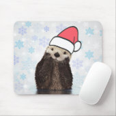 Cute Otter die met Kerstmis een kerstman heeft. Muismat (Met muis)