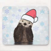 Cute Otter die met Kerstmis een kerstman heeft. Muismat (Voorkant)