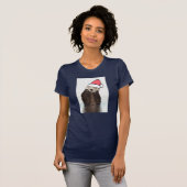 Cute Otter die met Kerstmis een kerstman heeft. T-shirt (Voorkant volledig)