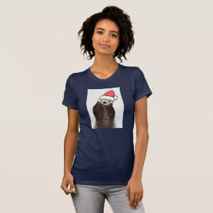 Cute Otter die met Kerstmis een kerstman heeft. T-shirt