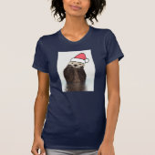 Cute Otter die met Kerstmis een kerstman heeft. T-shirt (Voorkant)