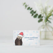 Cute Otter die met Kerstmis een kerstman heeft. Visitekaartje (Staand voorkant)
