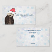 Cute Otter die met Kerstmis een kerstman heeft. Visitekaartje (Voorkant / Achterkant)