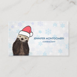 Cute Otter die met Kerstmis een kerstman heeft. Visitekaartje
