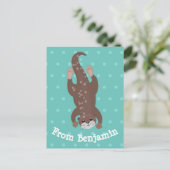 Cute otter diving cartoon briefkaart (Staand voorkant)