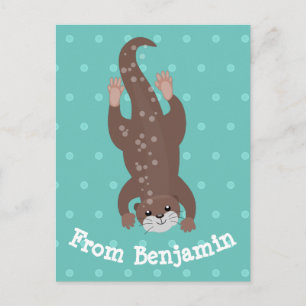 Cute otter diving cartoon briefkaart
