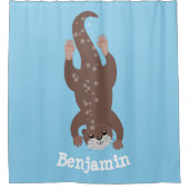 Cute otter diving cartoon douchegordijn (Voorkant)