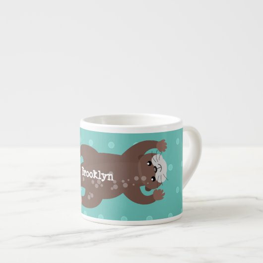 Cute otter diving cartoon espresso kop (Voorkant rechts)