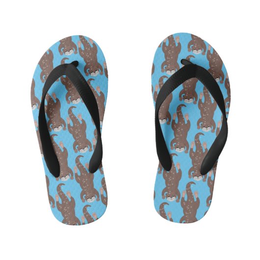 Cute otter diving cartoon kinder teenslippers (Voetbed)