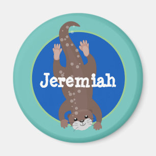 Cute otter diving cartoon magneet