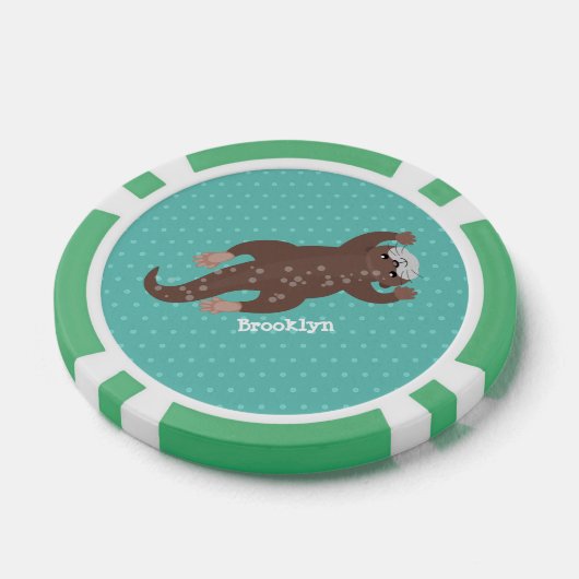 Cute otter diving cartoon poker chips (Enkel)