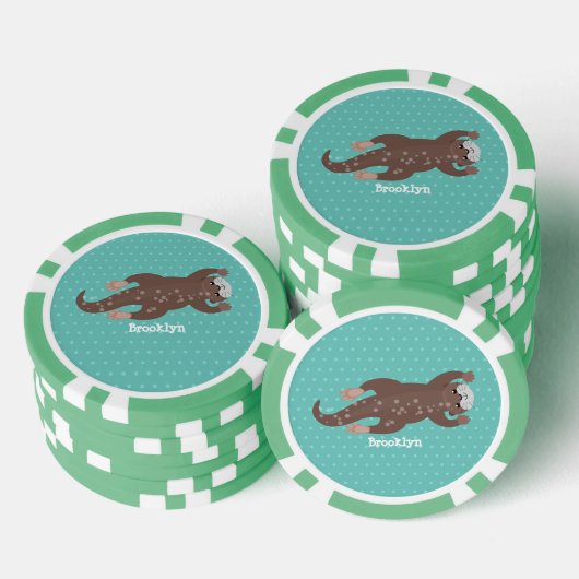 Cute otter diving cartoon poker chips (Opstapeling)