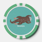 Cute otter diving cartoon poker chips (Voorkant)