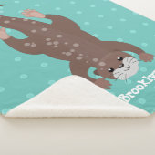 Cute otter diving cartoon sherpa deken (3/4)