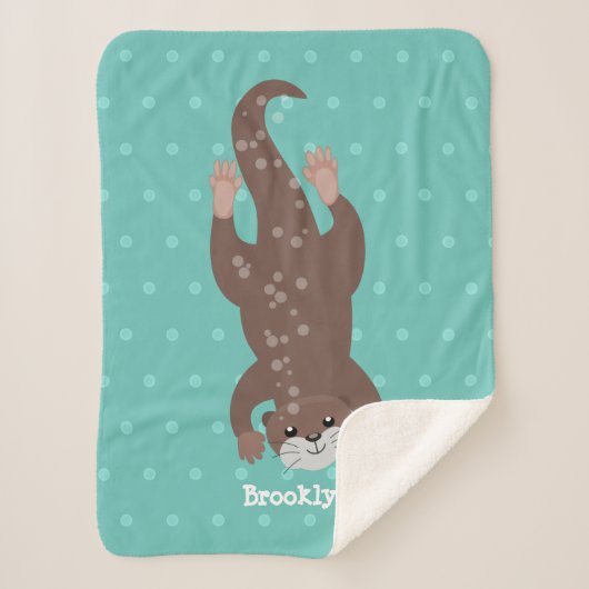 Cute otter diving cartoon sherpa deken (Voorkant)
