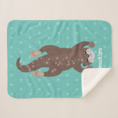 Cute otter diving cartoon sherpa deken (Voorkant (horizontaal))