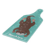 Cute otter diving cartoon snijplank (Hoek)