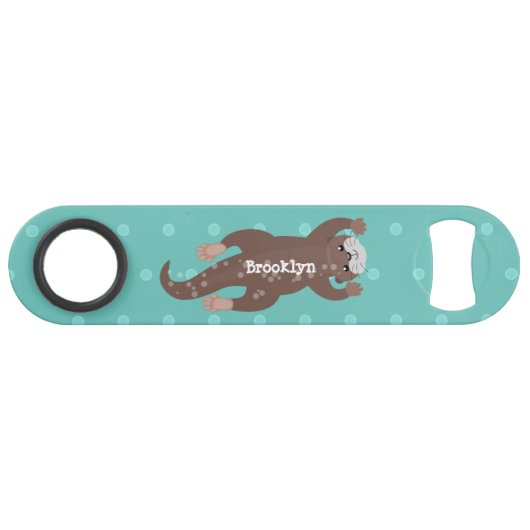 Cute otter diving cartoon speed flessenopener (Voorkant (Horizontaal))