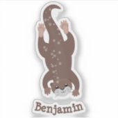 Cute otter diving cartoon sticker (Voorkant)