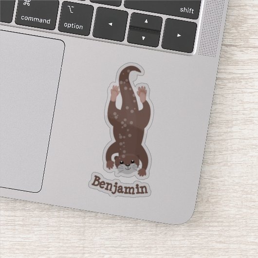 Cute otter diving cartoon sticker (Detail)