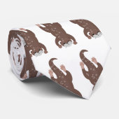 Cute otter diving cartoon stropdas (Opgerold)