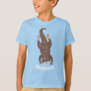 Cute otter diving cartoon t-shirt