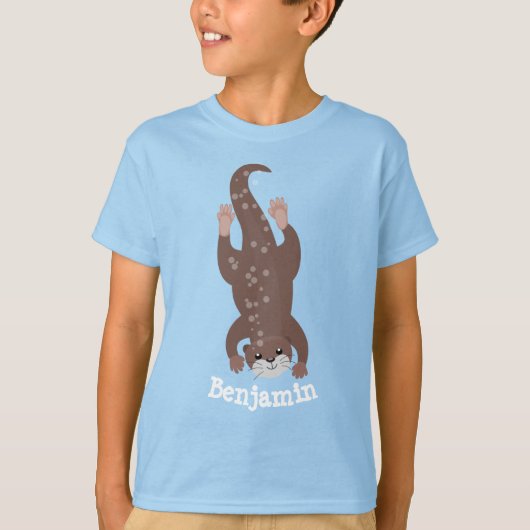 Cute otter diving cartoon t-shirt (Voorkant)