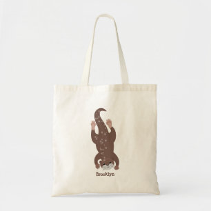 Cute otter diving cartoon tote bag