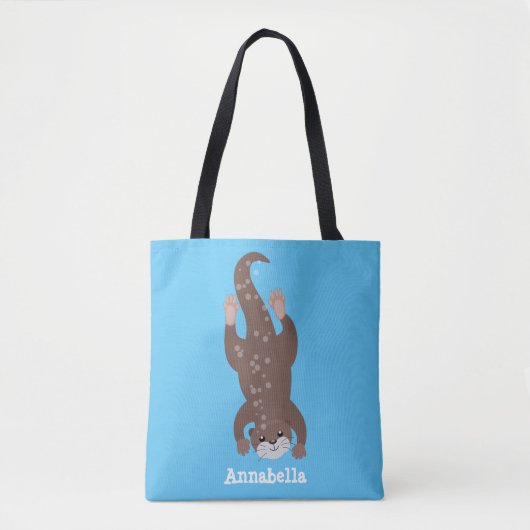 Cute otter diving cartoon tote bag (Voorkant)